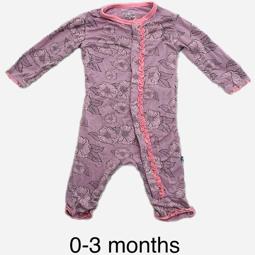 KicKee Ruffle Bamboo Baby Coverall with Snaps